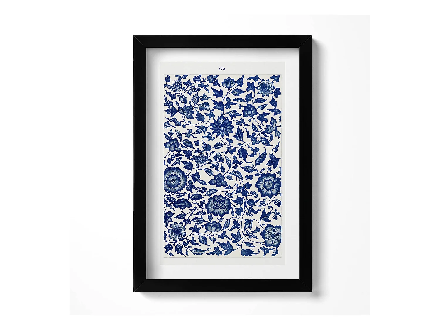 Tableau décoratif avec cadre noir, Motif floral vintage 20 x 30 cm – Parfait pour le salon ou la chambre
