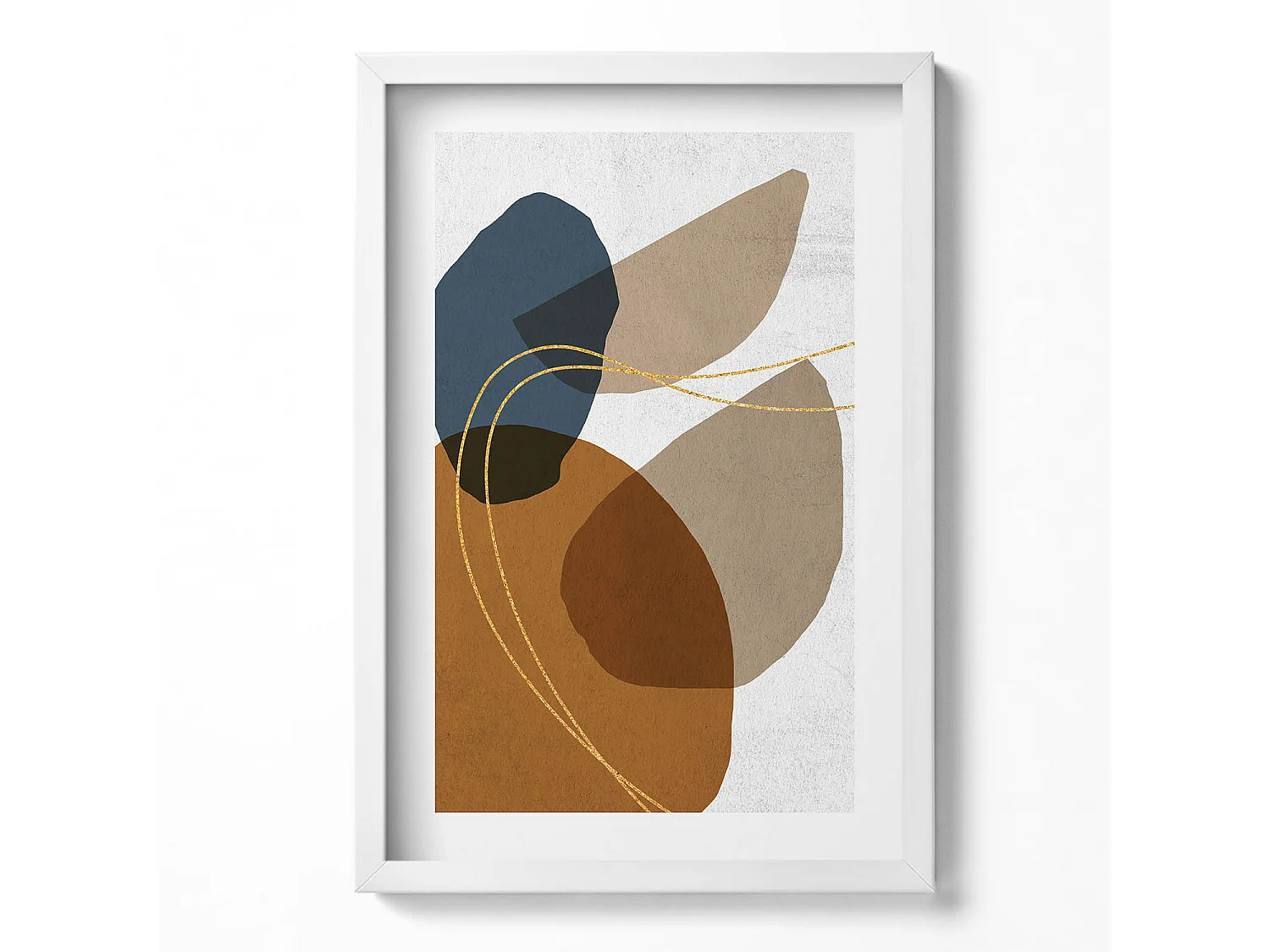 Dekoratives Gemälde mit weißem Rahmen, abstrakte böhmische Komposition 40 x 60 cm – perfekt für das Wohn- oder Schlafzimmer