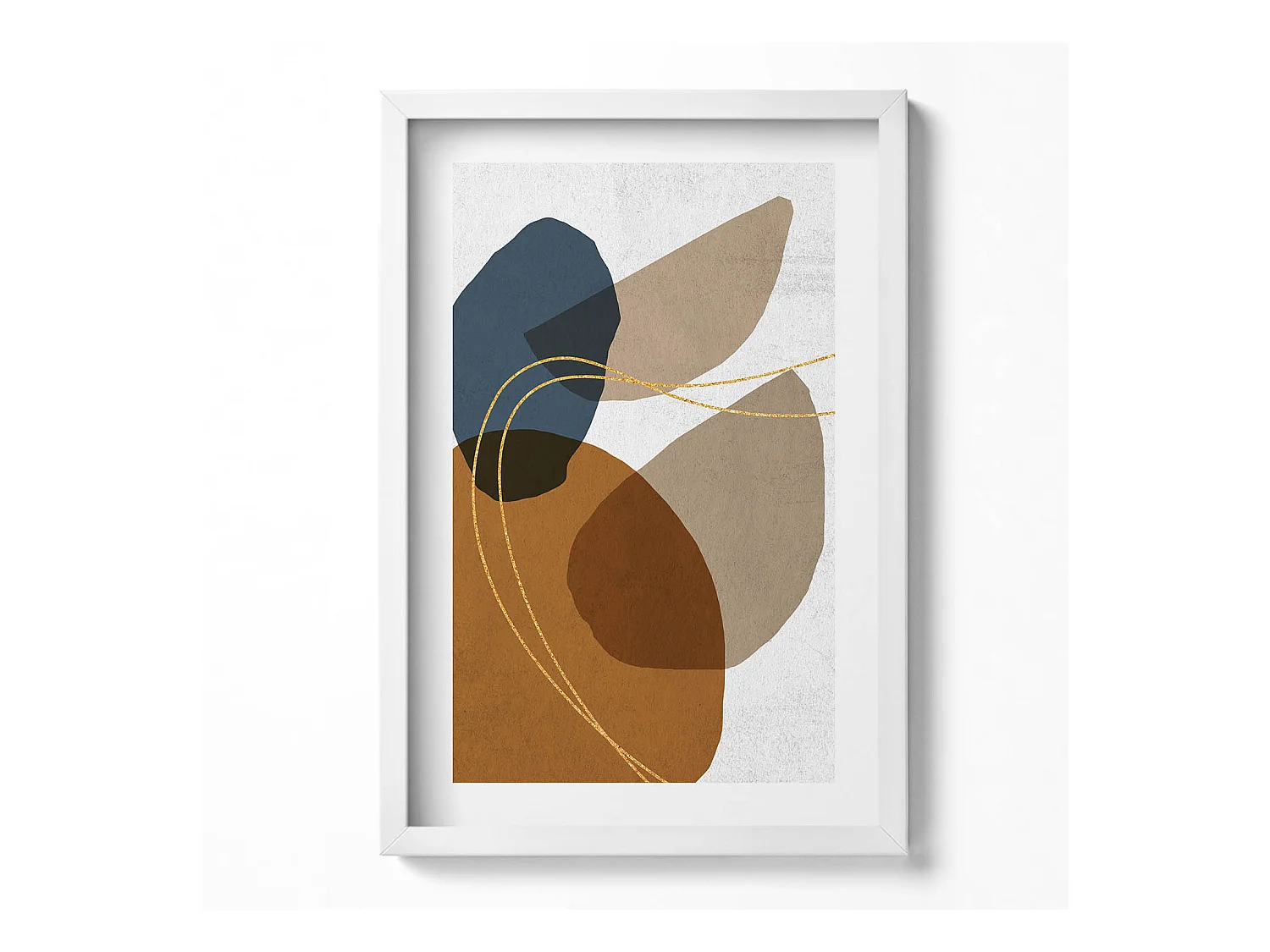 Tableau décoratif avec cadre blanc, Composition bohème abstraite 40 x 60 cm– Parfait pour le salon ou la chambre