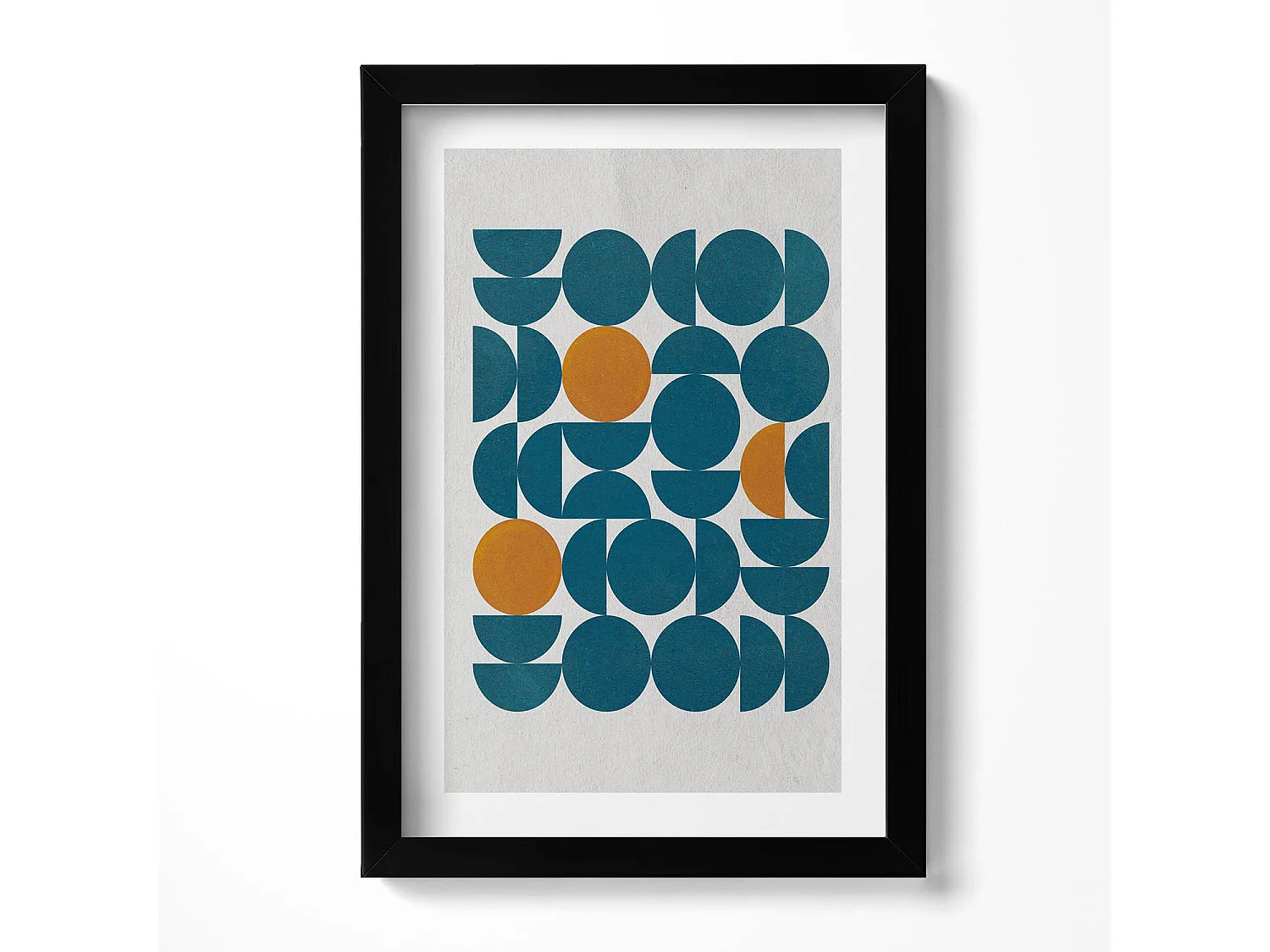 Decoratief schilderij met zwarte lijst, Geometrische compositie 20 x 30 cm – Perfect voor de woon- of slaapkamer