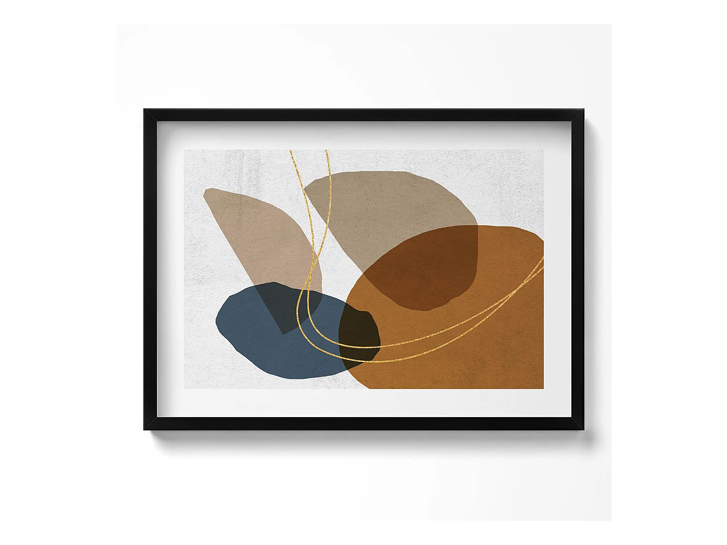 Tableau décoratif avec cadre noir, Composition bohème abstraite 70 x 50 cm– Parfait pour le salon ou la chambre