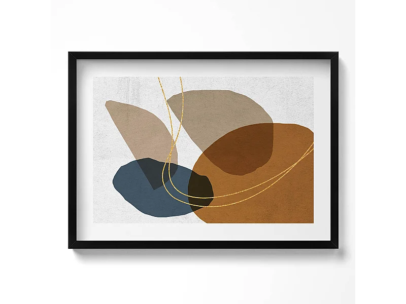 Dekoratives Gemälde mit schwarzem Rahmen, abstrakte böhmische Komposition 70 x 50 cm – perfekt für das Wohn- oder Schlafzimmer