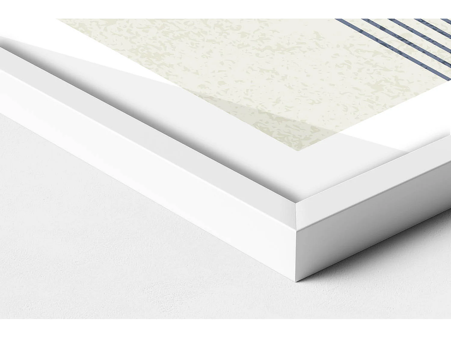 Dekoratives Gemälde mit weißem Rahmen, Linien und Kreis moderner Kunst 50 x 70 cm – Perfekt für das Wohn- oder Schlafzimmer