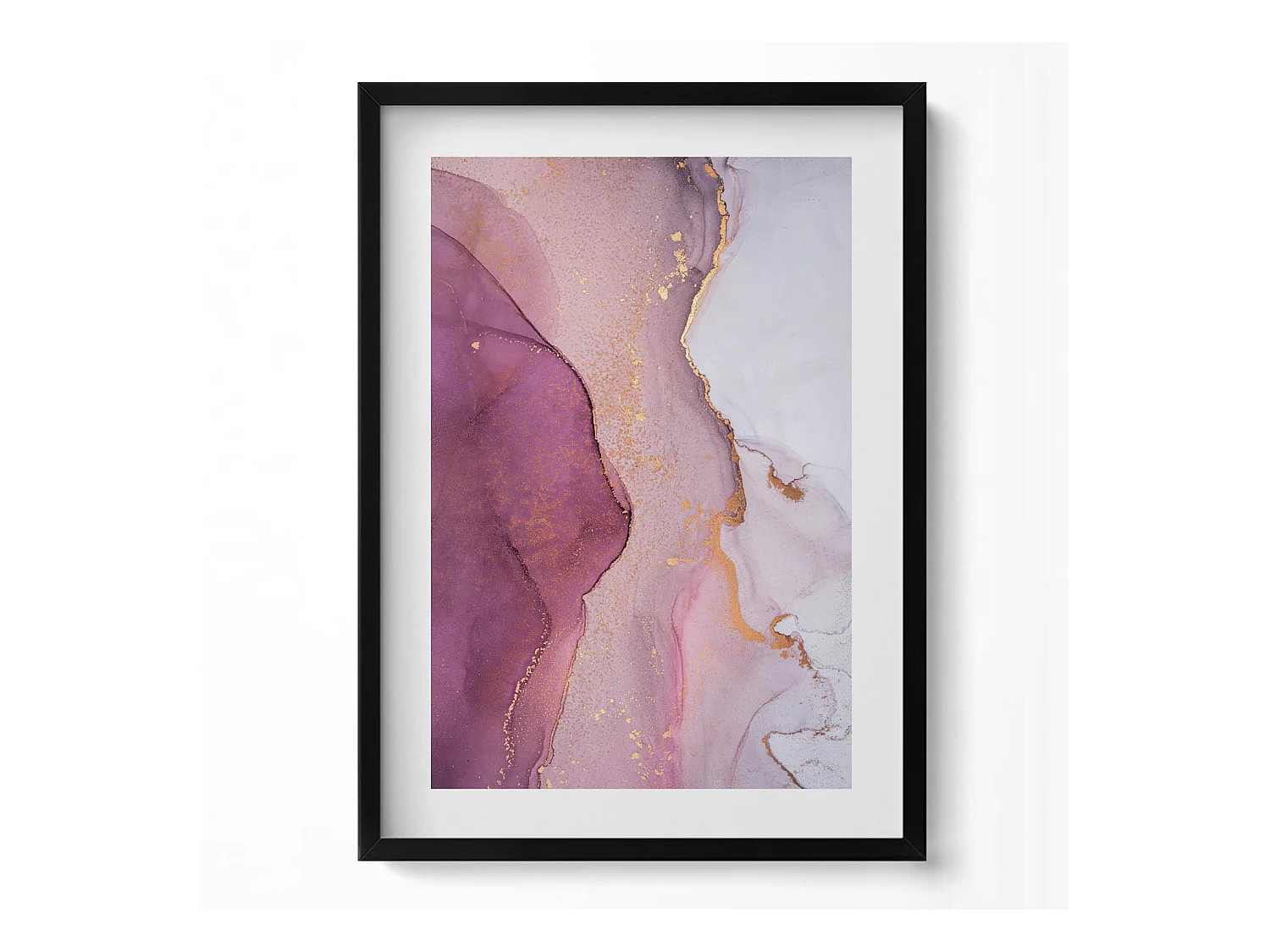 Tableau décoratif avec cadre noir, Abstraction fluide et délicate 50 x 70 cm– Parfait pour le salon ou la chambre