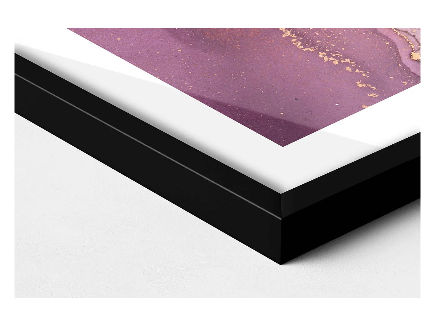 Decoratief schilderij met zwarte lijst, vloeiende en delicate abstractie 50 x 70 cm – perfect voor de woon- of slaapkamer