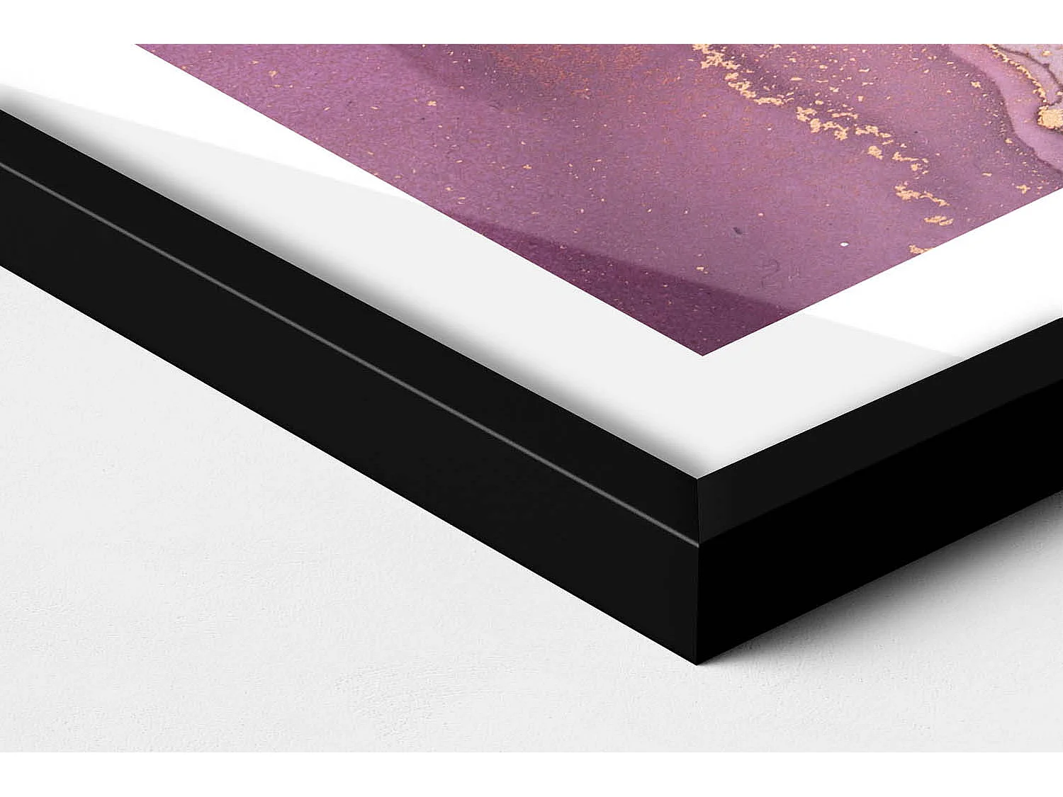 Decoratief schilderij met zwarte lijst, vloeiende en delicate abstractie 50 x 70 cm – perfect voor de woon- of slaapkamer