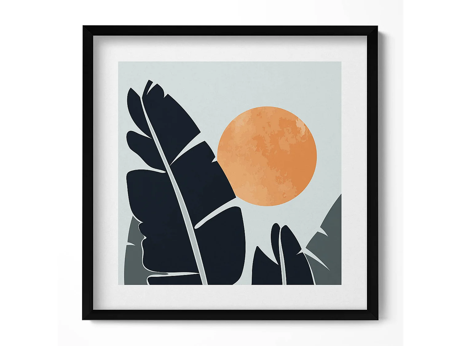 Quadro decorativo con cornice nera, Illustrazione di onde e spiaggia vista dall'alto 50 x 50 cm – Perfetto per il soggiorno o la camera da letto