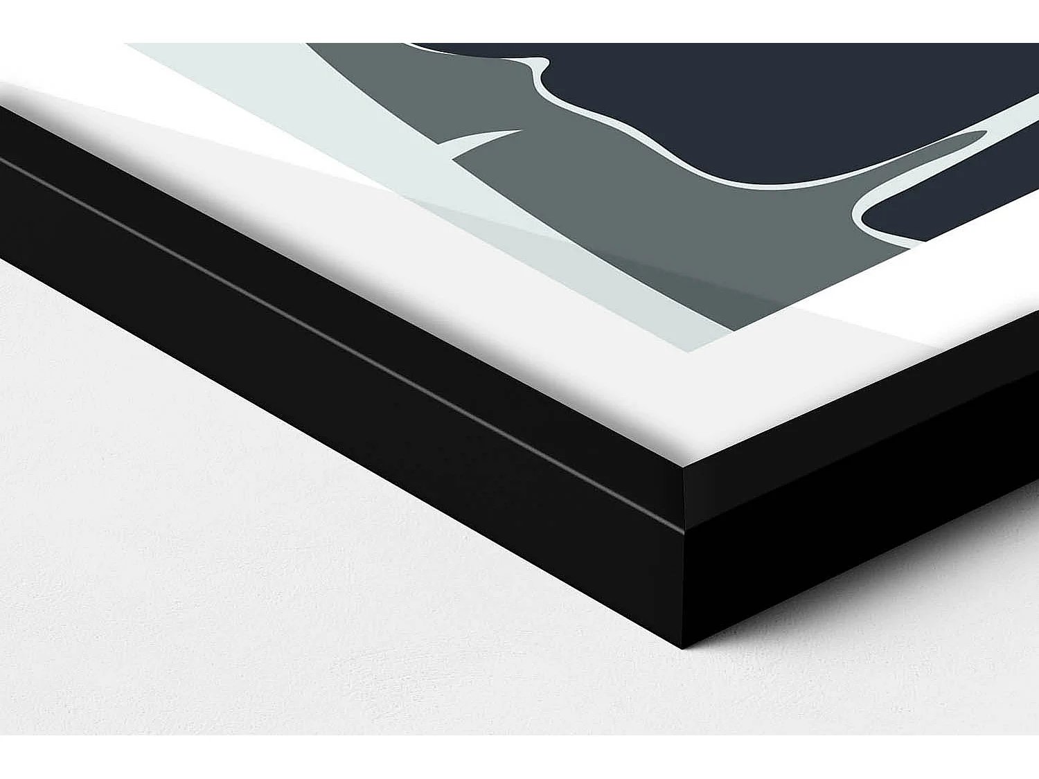 Quadro decorativo con cornice nera, Illustrazione di onde e spiaggia vista dall'alto 50 x 50 cm – Perfetto per il soggiorno o la camera da letto