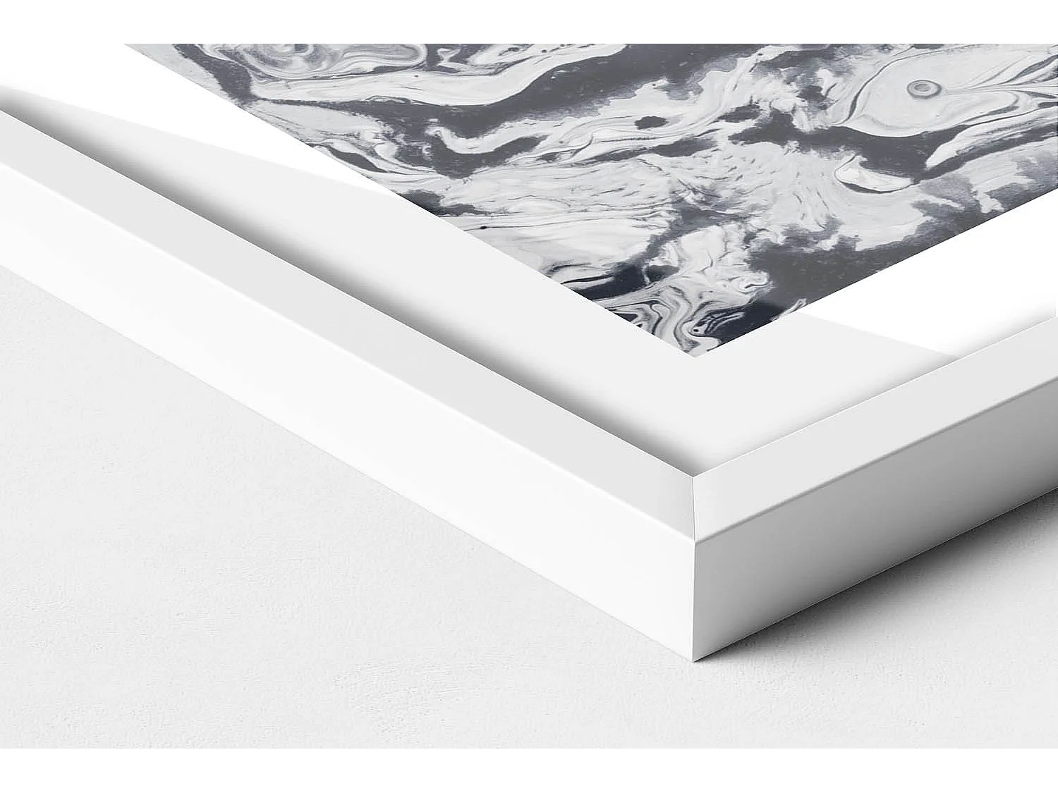 Dekoratives Gemälde mit weißem Rahmen, Tuscheabstraktion – Marmortinte 80 x 60 cm – Perfekt für das Wohn- oder Schlafzimmer