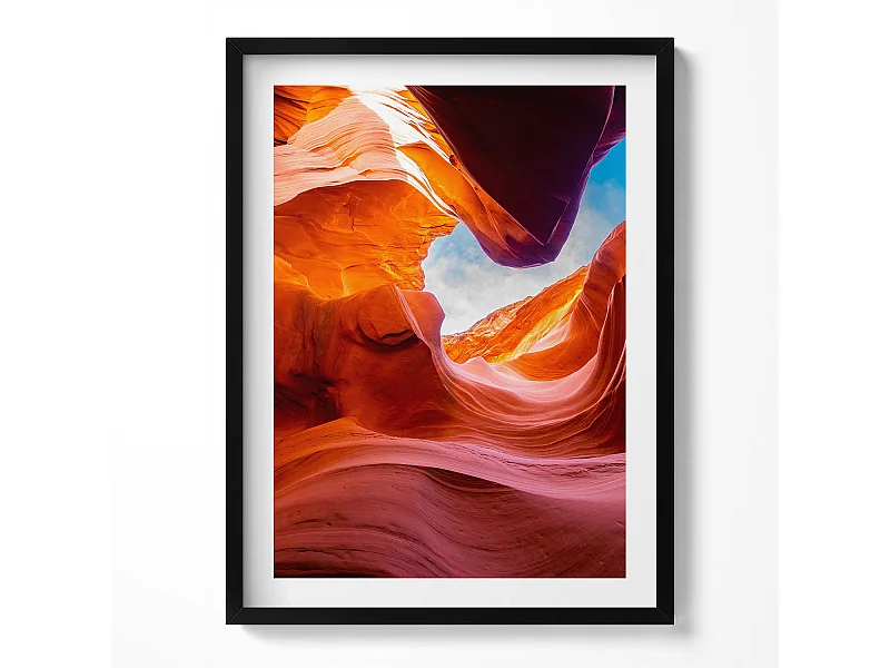 Dekoratives Gemälde mit schwarzem Rahmen, Felsige Landschaft des Canyons 60 x 80 cm – Perfekt für das Wohn- oder Schlafzimmer