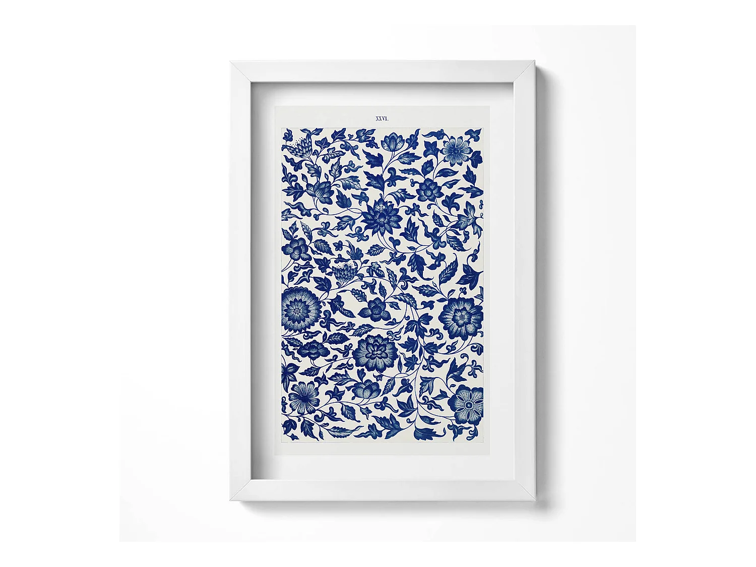 Tableau décoratif avec cadre blanc, Motif floral vintage 20 x 30 cm – Parfait pour le salon ou la chambre