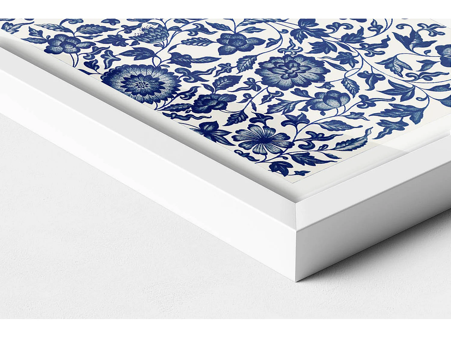 Dekoratives Gemälde mit weißem Rahmen, Vintage-Blumenmuster 20 x 30 cm – perfekt für das Wohn- oder Schlafzimmer