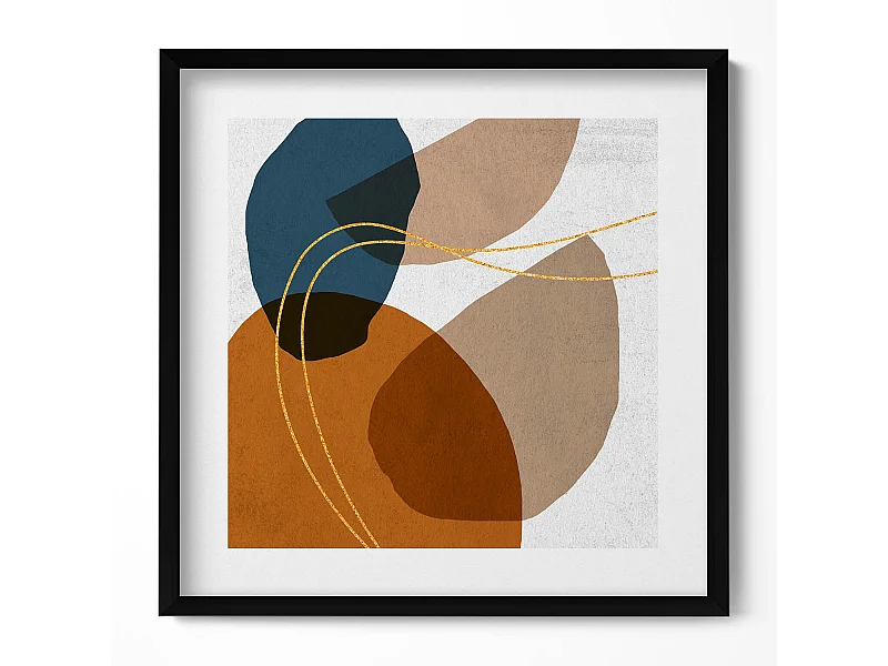 Dekoratives Gemälde mit schwarzem Rahmen, Abstraktion der Berge 50 x 50 cm – Perfekt für das Wohn- oder Schlafzimmer