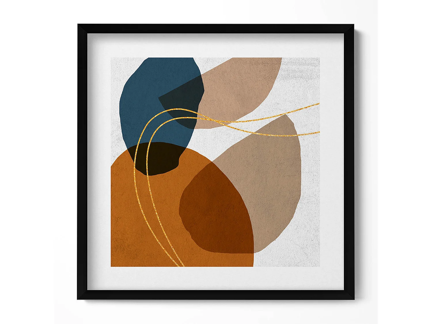 Dekoratives Gemälde mit schwarzem Rahmen, Abstraktion der Berge 50 x 50 cm – Perfekt für das Wohn- oder Schlafzimmer