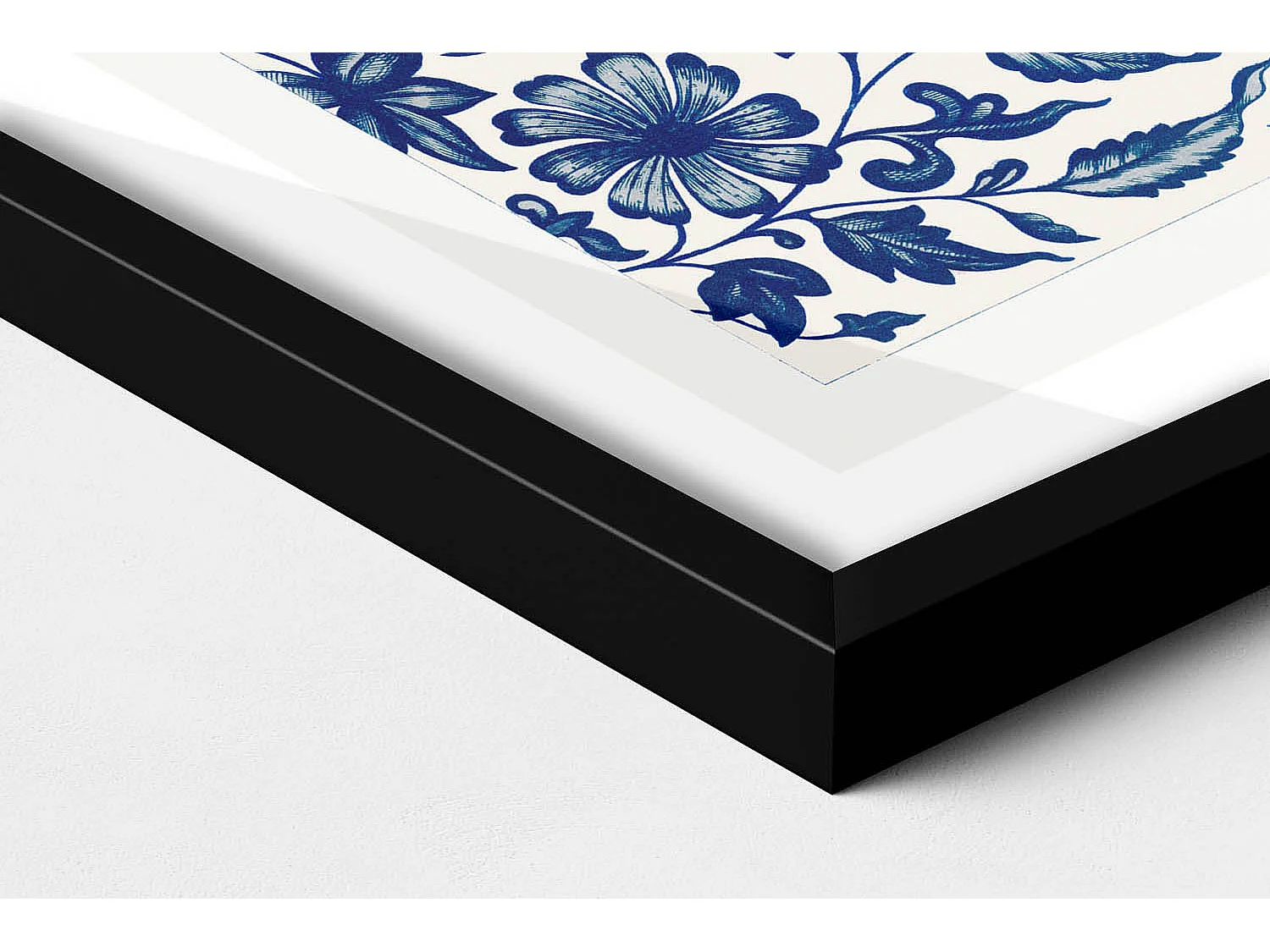 Tableau décoratif avec cadre noir, Motif floral vintage 40 x 60 cm– Parfait pour le salon ou la chambre