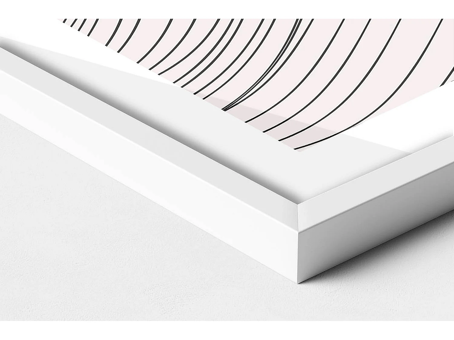 Cuadro decorativo con marco blanco, Abstracción minimalista con detalles dorados 50 x 70 cm – Perfecto para el salón o el dormitorio