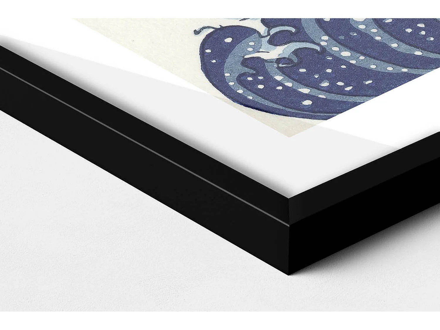 Decoratief schilderij met zwarte lijst, Big wave in Kanagawa 100 x 70 cm – Perfect voor de woon- of slaapkamer