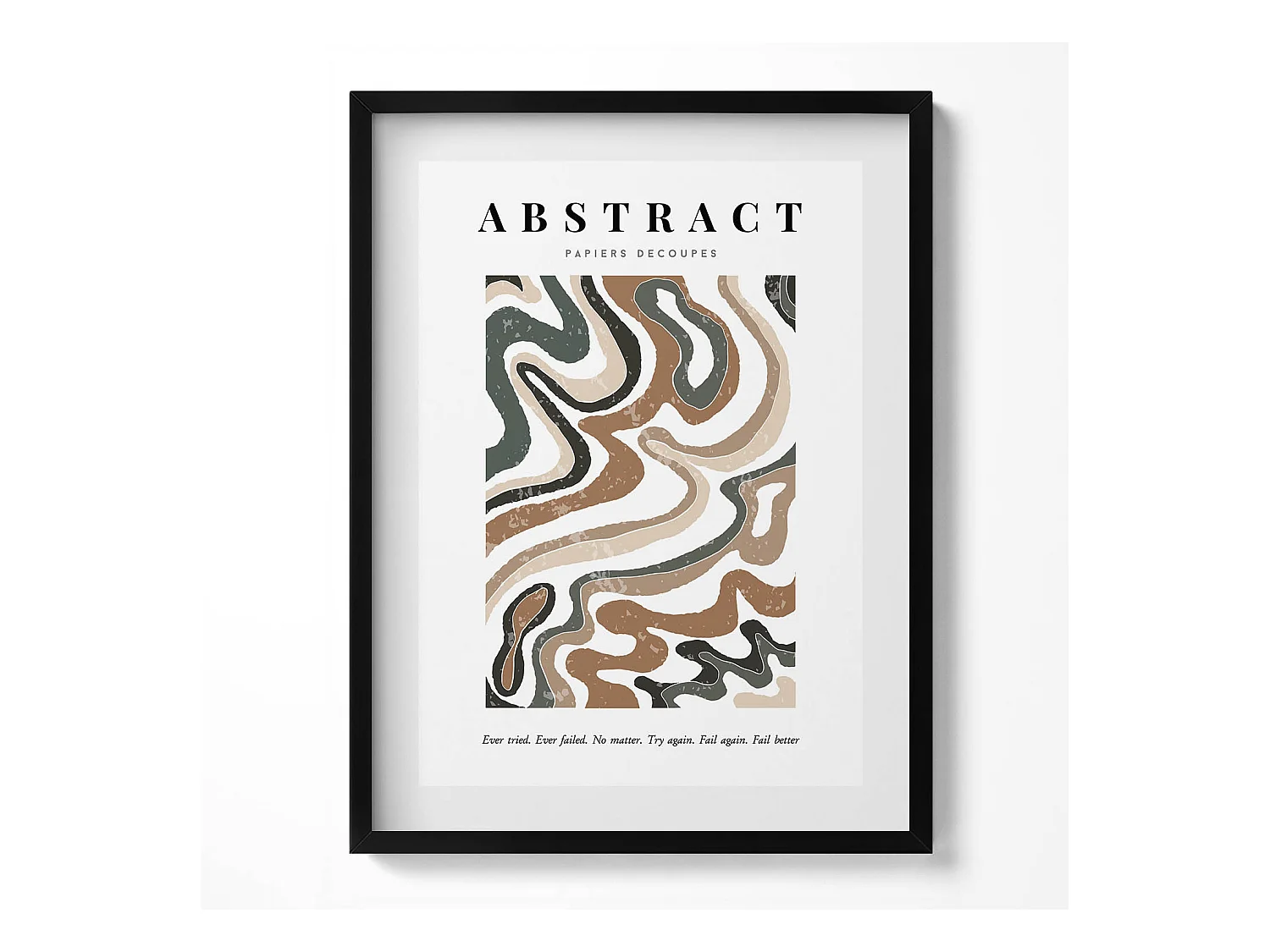 Tableau décoratif avec cadre noir, Abstraction bohème linéaire 60 x 80 cm– Parfait pour le salon ou la chambre