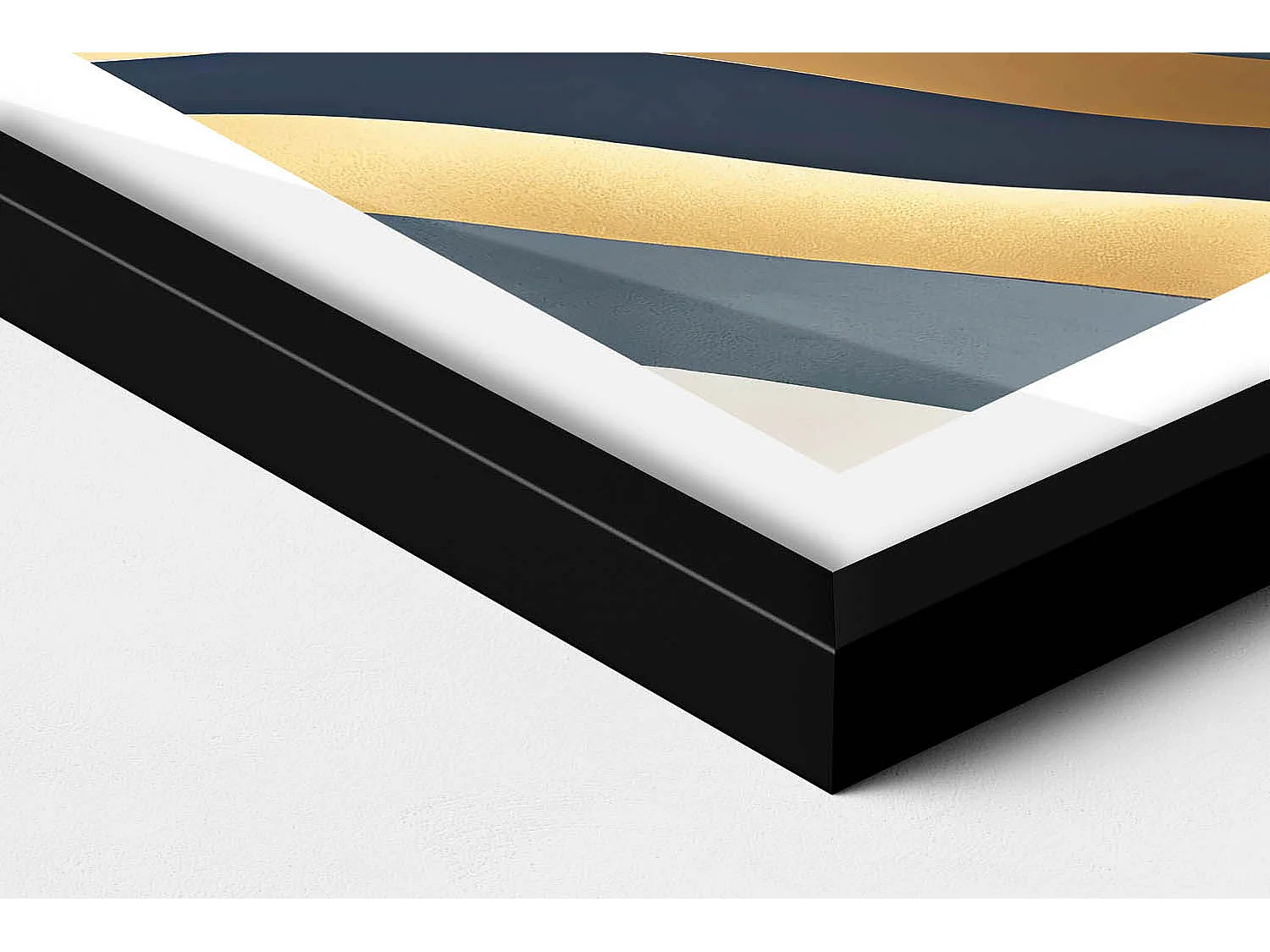 Dekoratives Gemälde mit schwarzem Rahmen, Abstrakte Berge 40 x 60 cm – Perfekt für das Wohn- oder Schlafzimmer