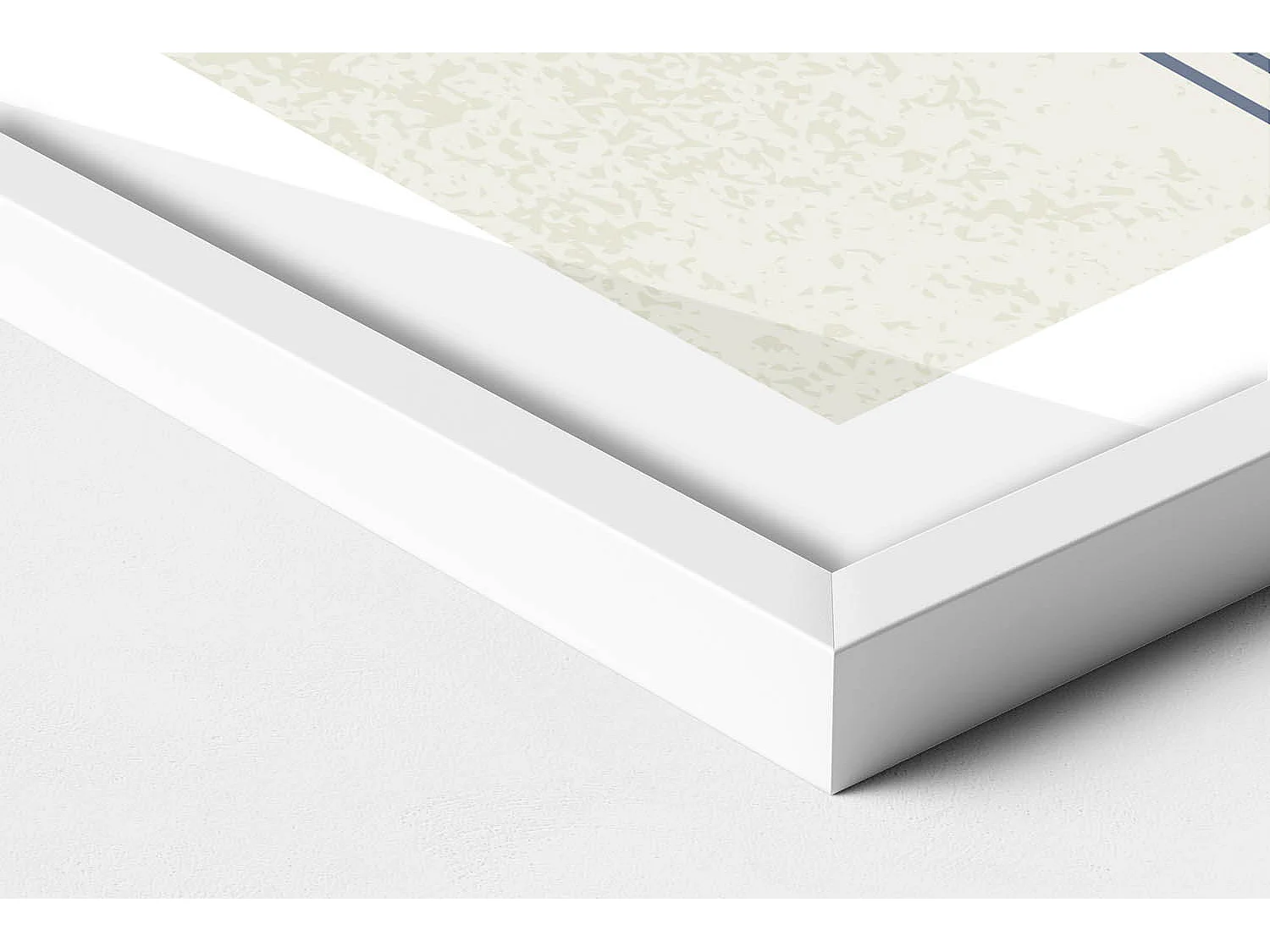 Tableau décoratif avec cadre blanc, Lignes et cercle d'art moderne 60 x 80 cm– Parfait pour le salon ou la chambre