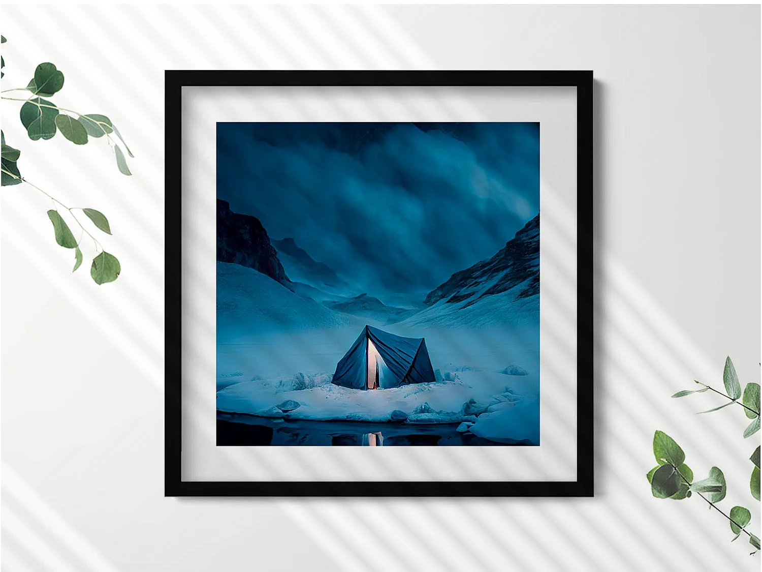 Dekoratives Gemälde mit schwarzem Rahmen, Linien und Kreis moderner Kunst 50 x 50 cm – Perfekt für das Wohn- oder Schlafzimmer