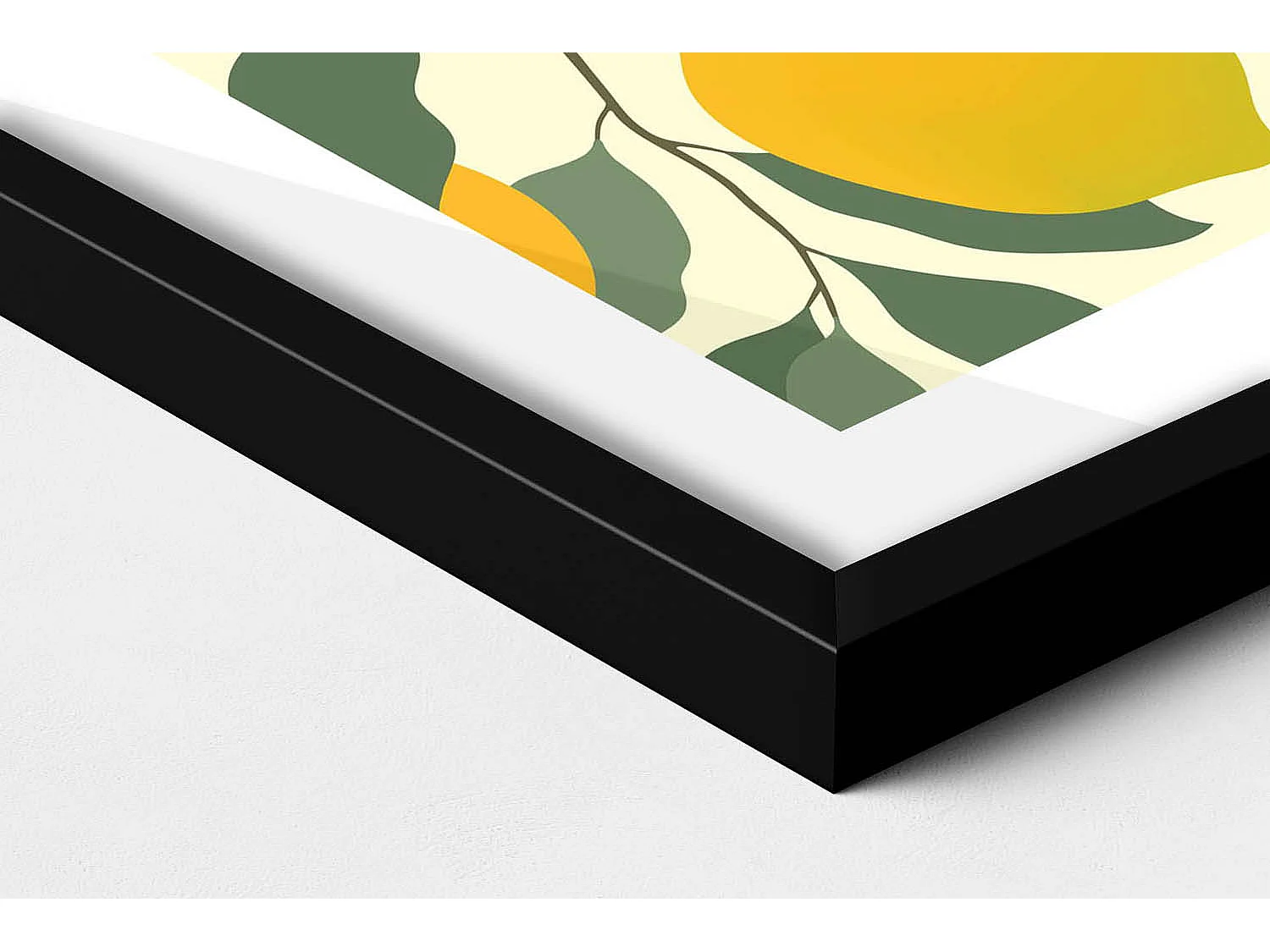 Tableau décoratif avec cadre noir, Illustration de citrons 50 x 50 cm – Parfait pour le salon ou la chambre