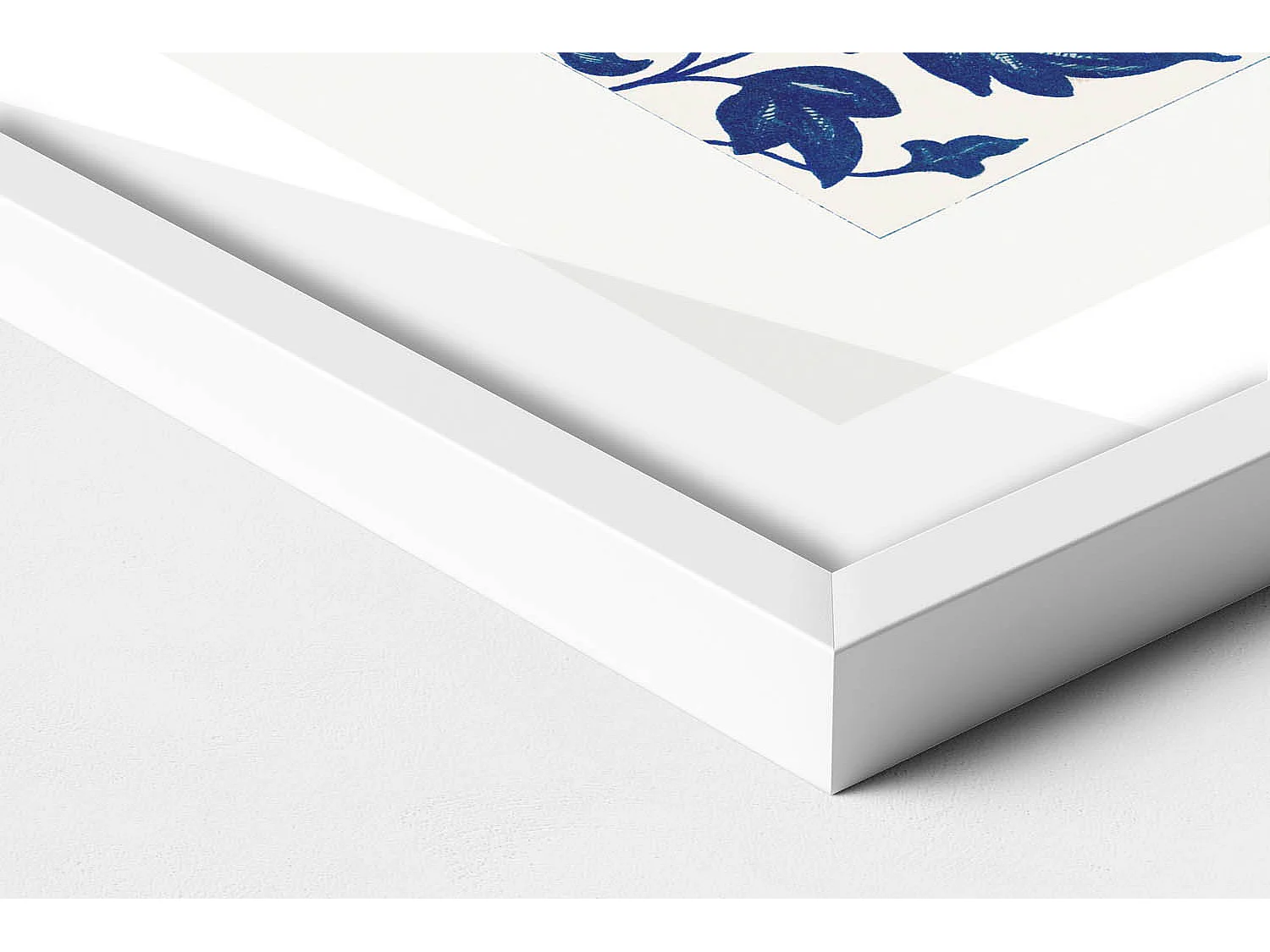 Tableau décoratif avec cadre blanc, Motif floral vintage 60 x 80 cm– Parfait pour le salon ou la chambre