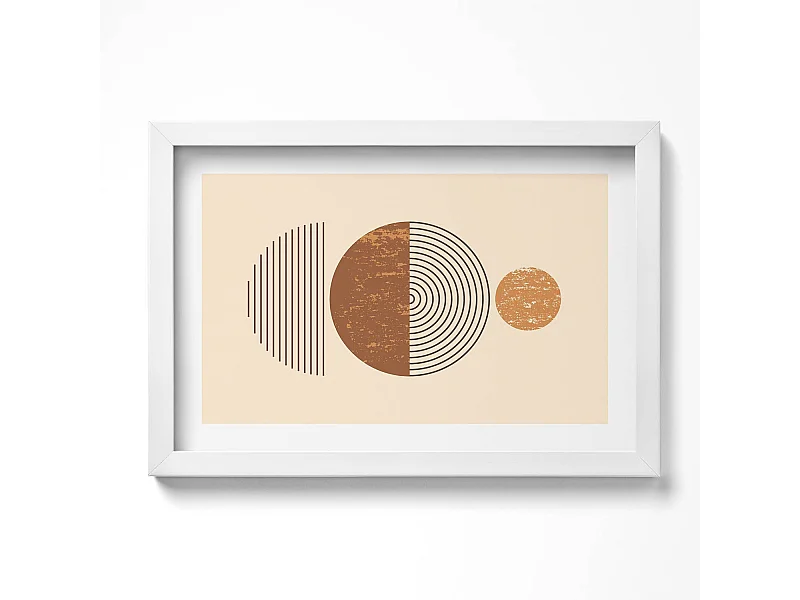 Dekoratives Gemälde mit weißem Rahmen, geometrische Kunst im Bohème-Stil 30 x 20 cm – perfekt für das Wohn- oder Schlafzimmer