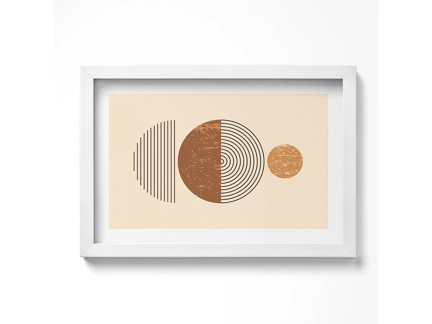 Dekoratives Gemälde mit weißem Rahmen, geometrische Kunst im Bohème-Stil 30 x 20 cm – perfekt für das Wohn- oder Schlafzimmer