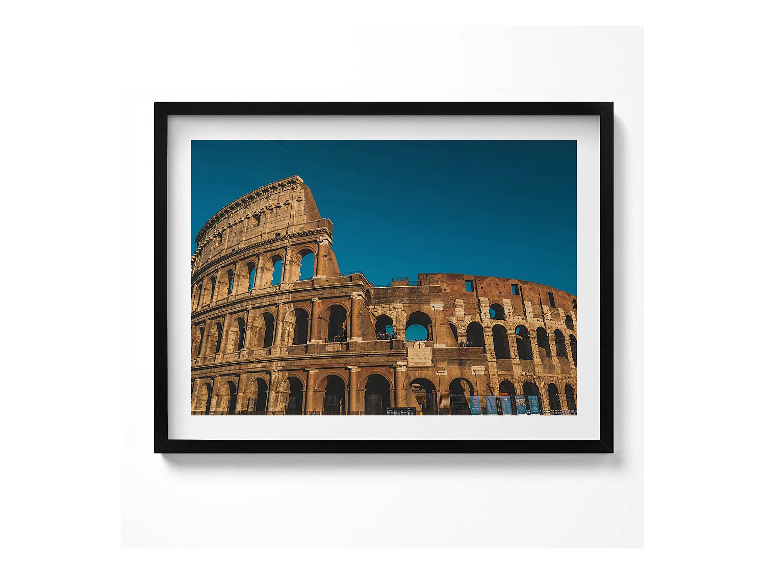 Tableau décoratif avec cadre noir, Colisée en Italie 80 x 60 cm– Parfait pour le salon ou la chambre