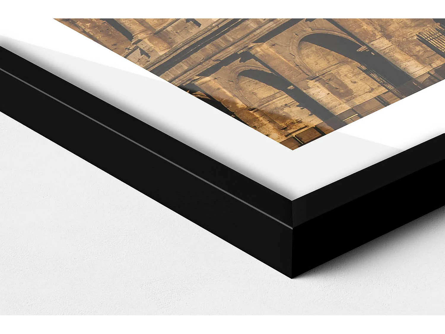 Dekoratives Gemälde mit schwarzem Rahmen, Kolosseum in Italien 80 x 60 cm – Perfekt für das Wohn- oder Schlafzimmer