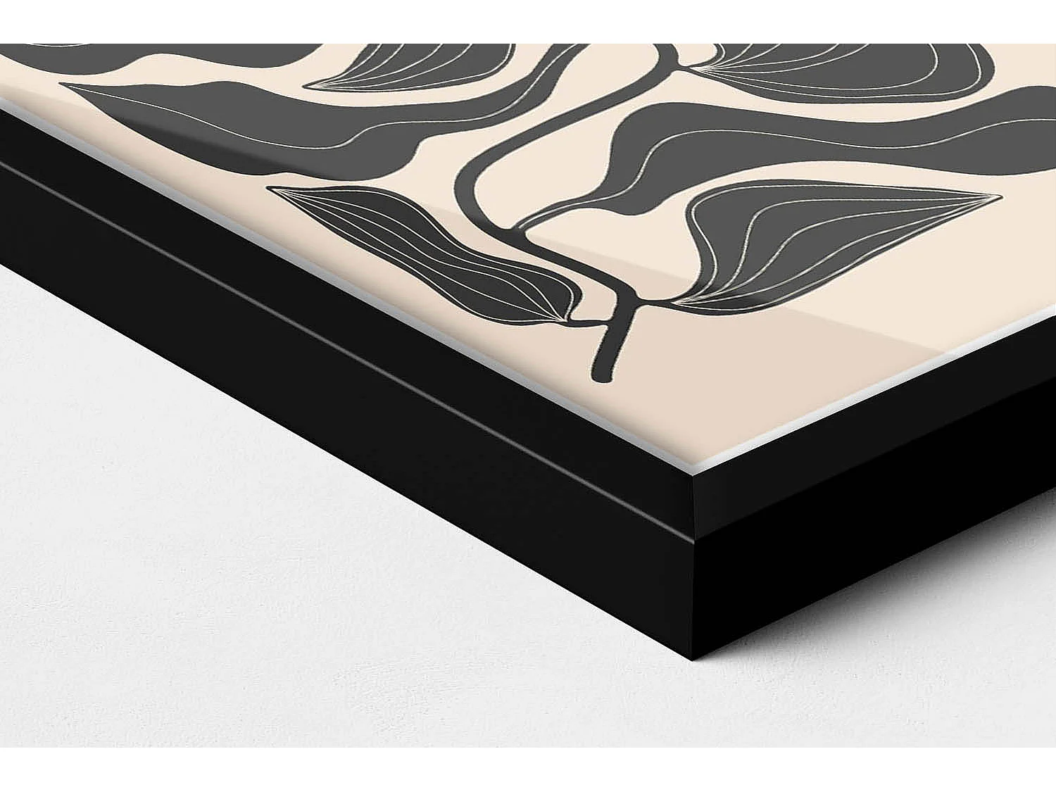 Tableau décoratif avec cadre noir, Plantes minimalistes 20 x 30 cm – Parfait pour le salon ou la chambre