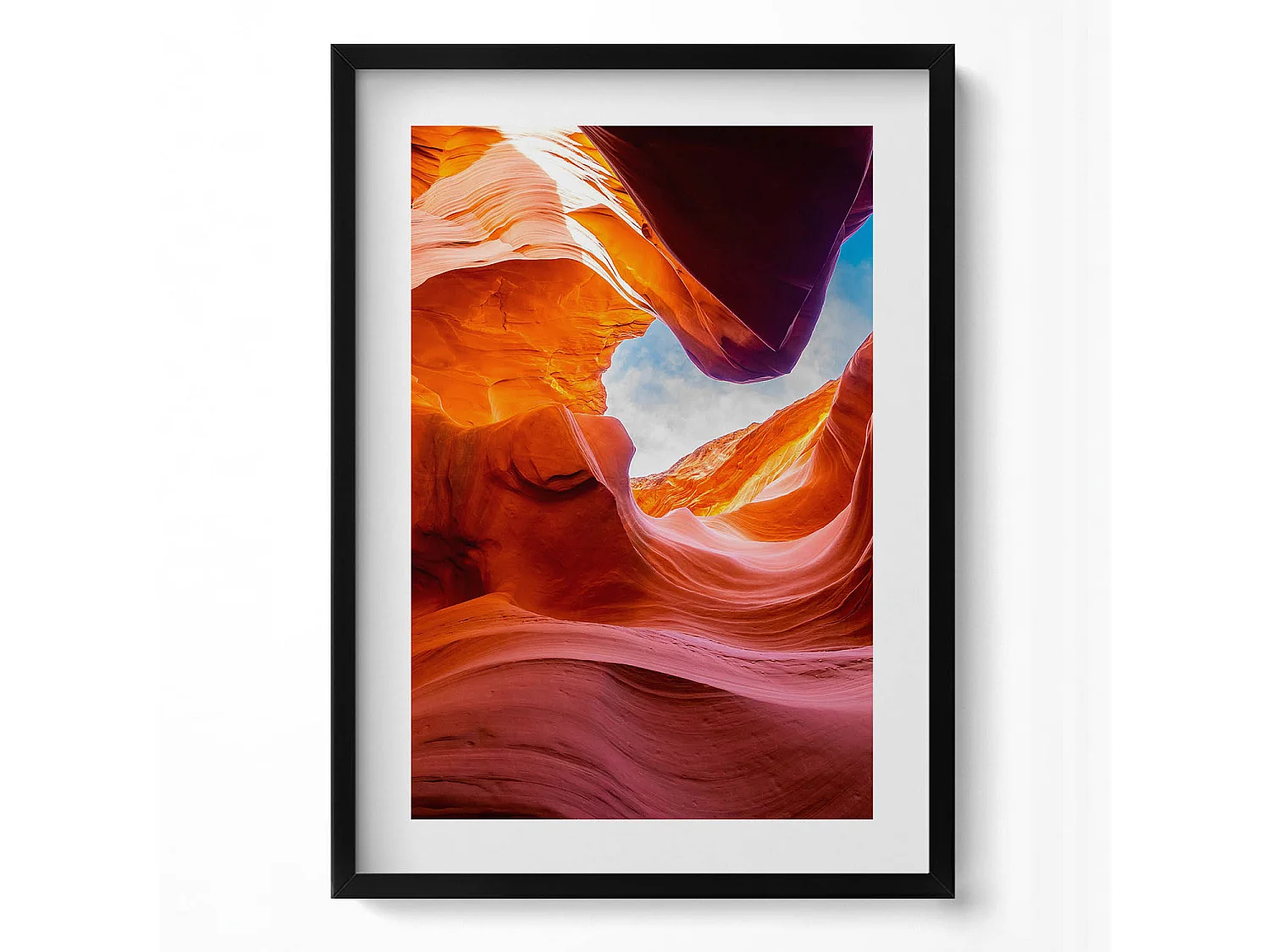 Tableau décoratif avec cadre noir, Paysage rocheux du canyon 50 x 70 cm– Parfait pour le salon ou la chambre