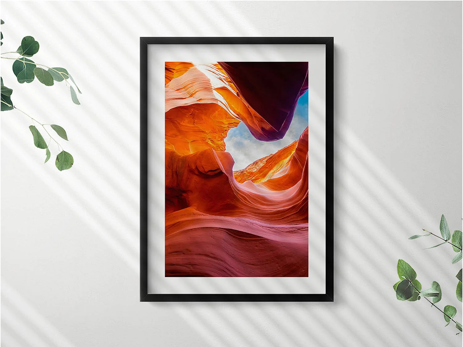 Tableau décoratif avec cadre noir, Paysage rocheux du canyon 50 x 70 cm– Parfait pour le salon ou la chambre