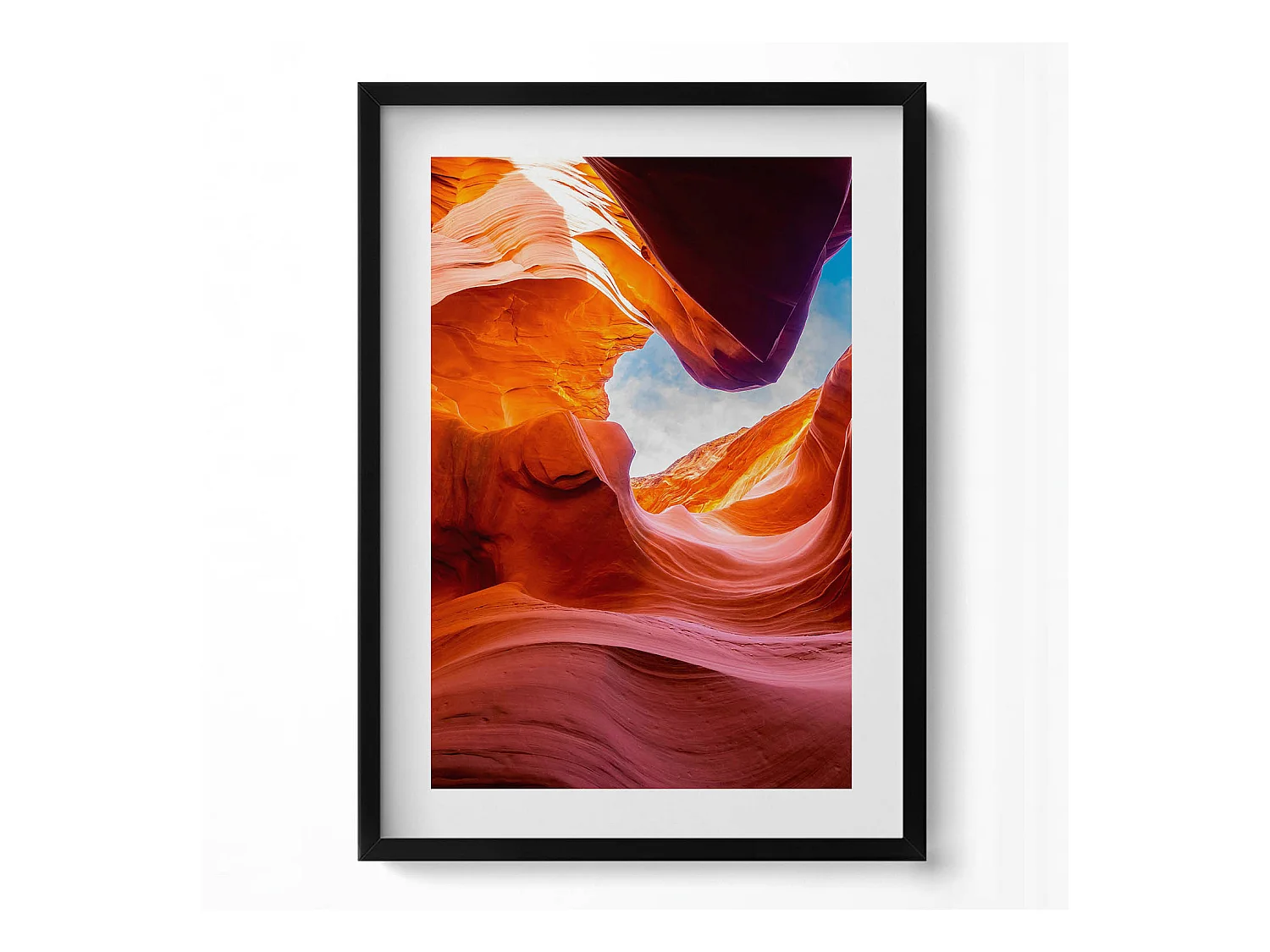Tableau décoratif avec cadre noir, Paysage rocheux du canyon 50 x 70 cm– Parfait pour le salon ou la chambre