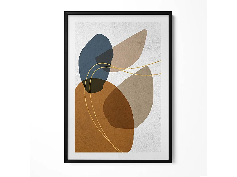 Tableau décoratif avec cadre noir, Composition bohème abstraite 70 x 100 cm– Parfait pour le salon ou la chambre