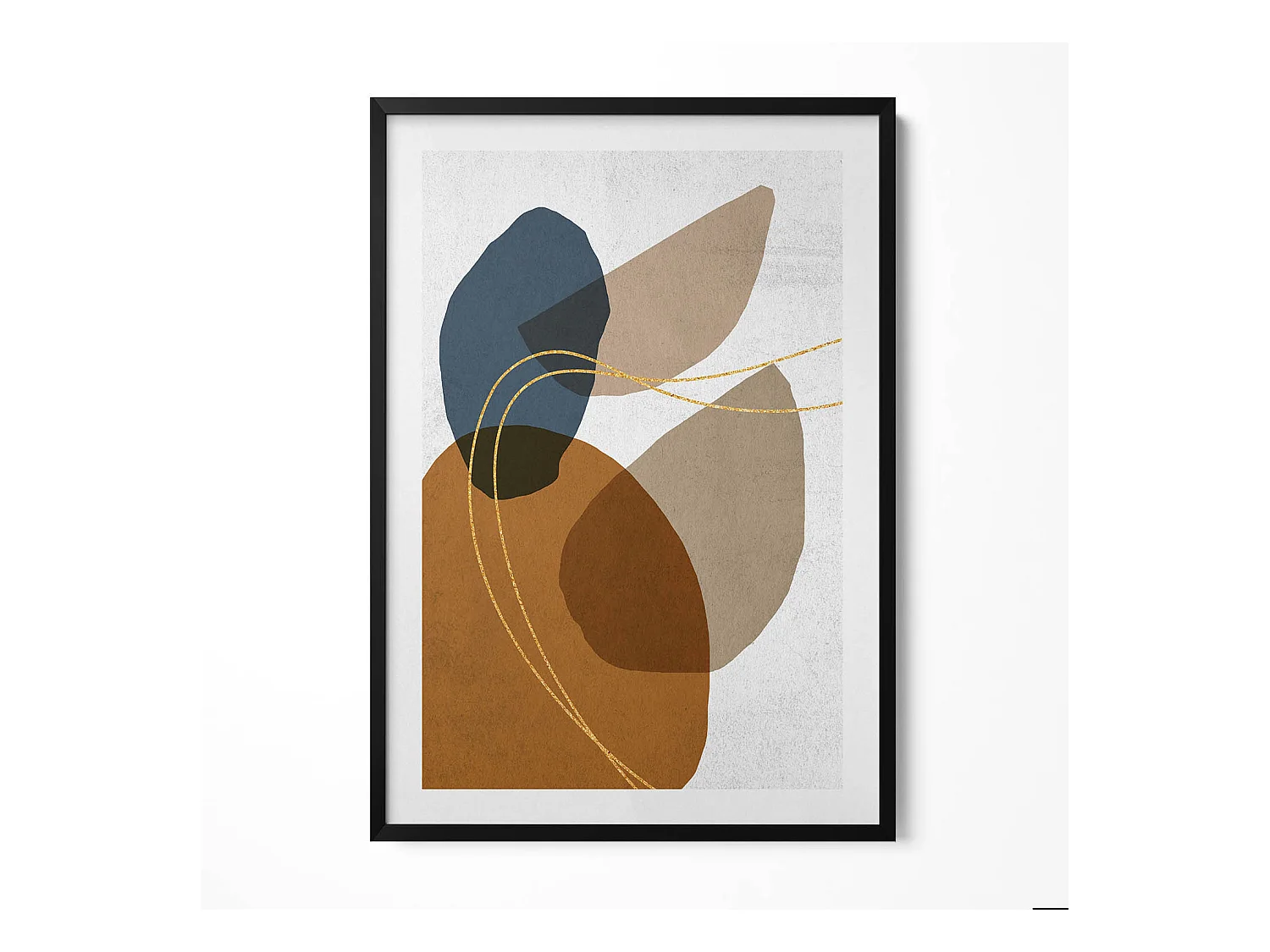 Tableau décoratif avec cadre noir, Composition bohème abstraite 70 x 100 cm– Parfait pour le salon ou la chambre