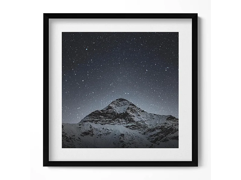 Dekoratives Gemälde mit schwarzem Rahmen, Vollmond am schwarzen Himmel 50 x 50 cm – Perfekt für das Wohn- oder Schlafzimmer