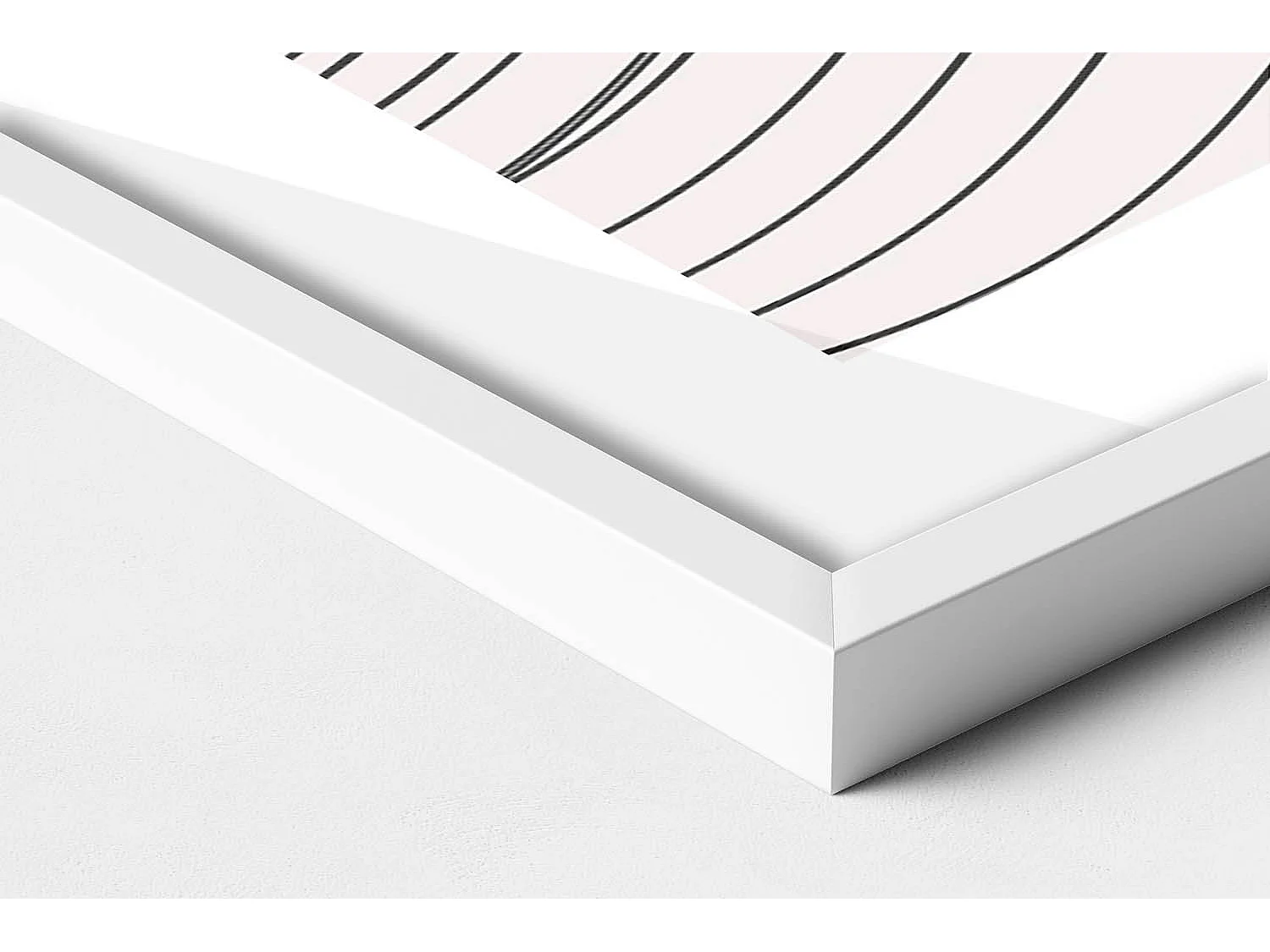 Tableau décoratif avec cadre blanc, Abstraction minimaliste avec détails dorés 70 x 100 cm– Parfait pour le salon ou la chambre