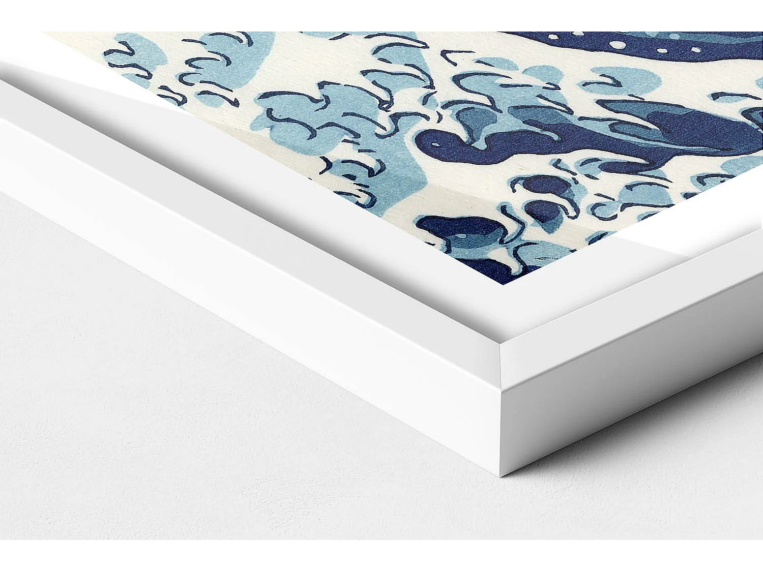 Tableau décoratif avec cadre blanc, Grosse vague à Kanagawa 40 x 60 cm– Parfait pour le salon ou la chambre