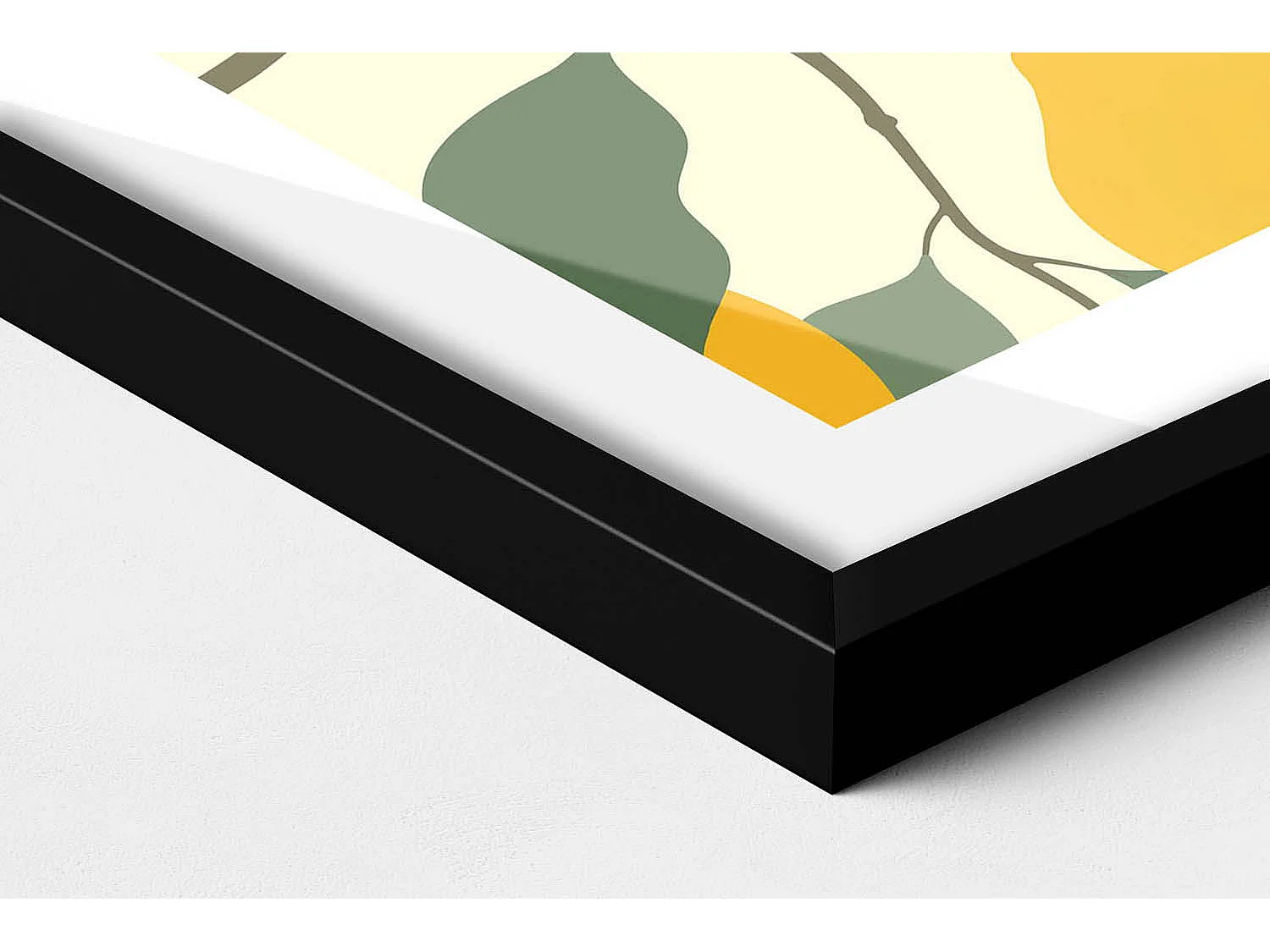 Quadro decorativo con cornice nera, Illustrazione di limoni 70 x 50 cm – Perfetto per il soggiorno o la camera da letto