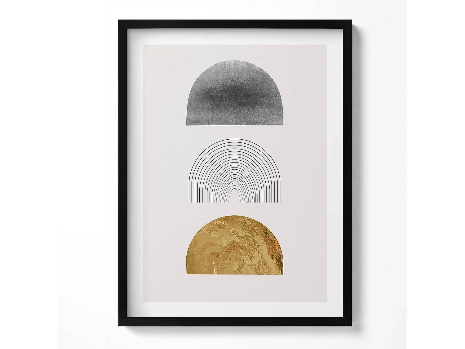 Dekoratives Gemälde mit schwarzem Rahmen, böhmische Formen mit Gold 60 x 80 cm – Perfekt für das Wohn- oder Schlafzimmer