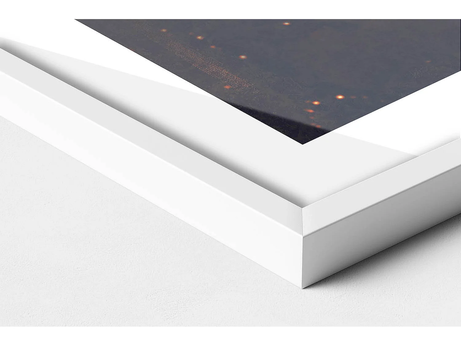 Dekoratives Gemälde mit weißem Rahmen, minimalistische Abstraktion mit goldenen Details 100 x 70 cm – Perfekt für das Wohn- oder Schlafzimmer