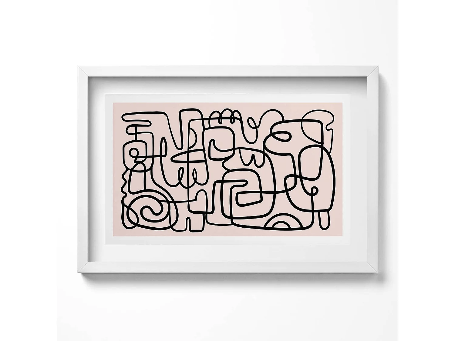 Dekoratives Gemälde mit weißem Rahmen, minimalistische Abstraktion mit goldenen Details 60 x 40 cm – Perfekt für das Wohn- oder Schlafzimmer