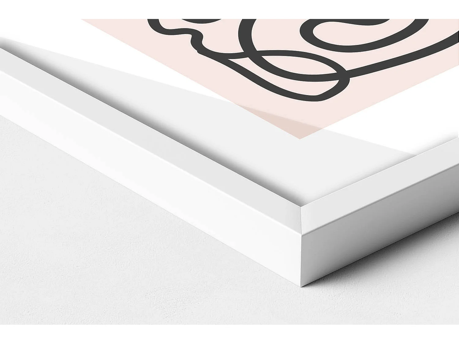 Dekoratives Gemälde mit weißem Rahmen, minimalistische Abstraktion mit goldenen Details 60 x 40 cm – Perfekt für das Wohn- oder Schlafzimmer