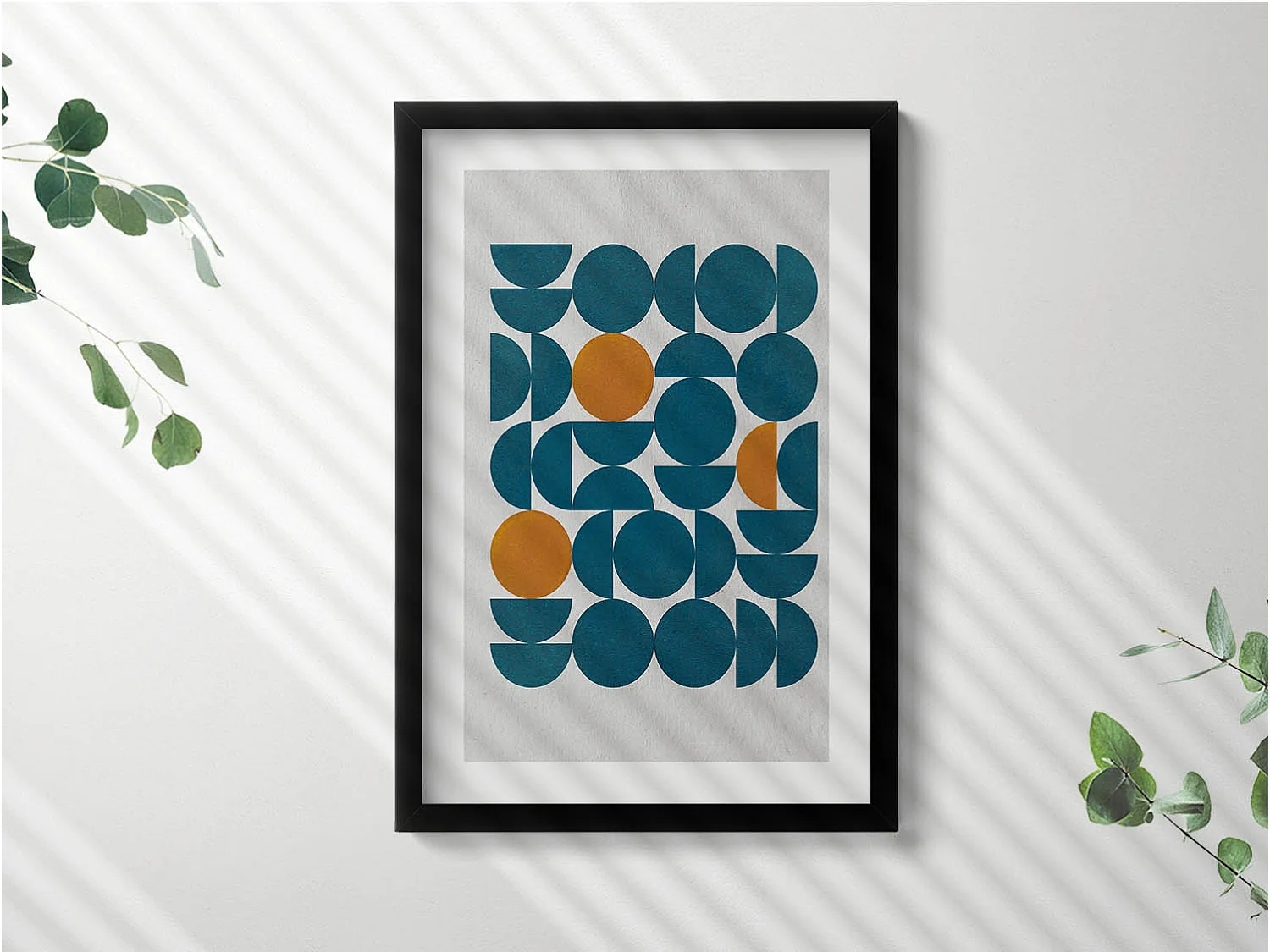 Dekoratives Gemälde mit schwarzem Rahmen, geometrische Komposition 40 x 60 cm – perfekt für das Wohn- oder Schlafzimmer