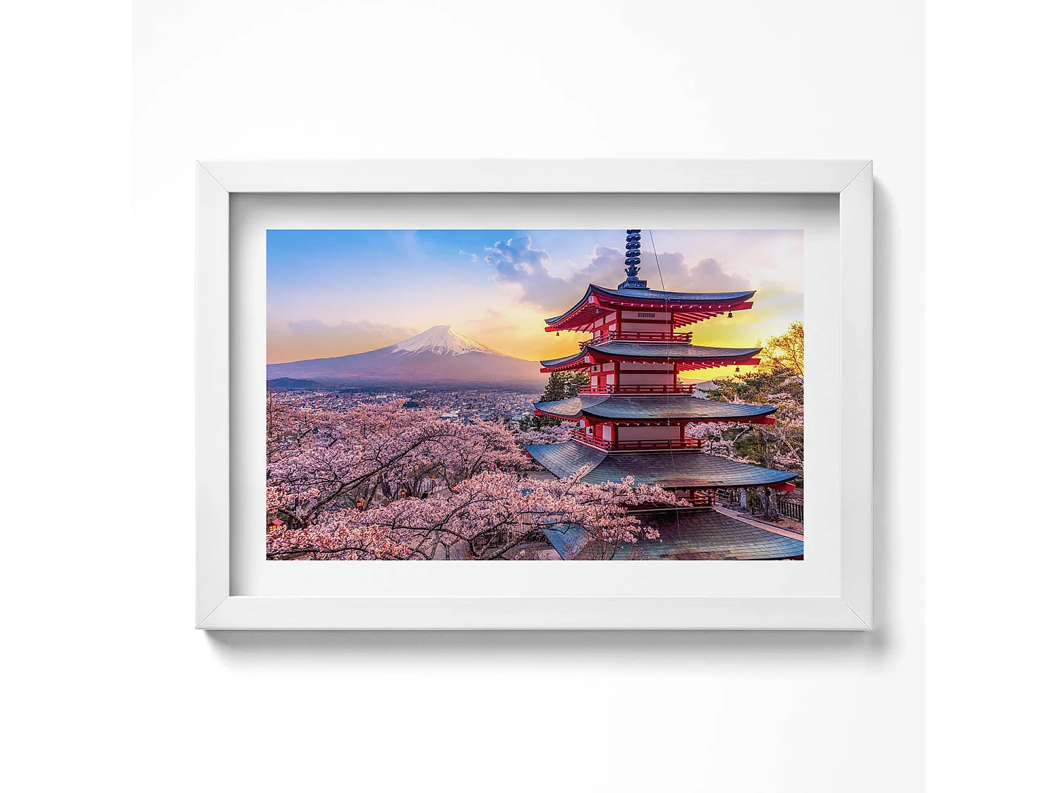 Dekoratives Gemälde mit weißem Rahmen, japanische Konstruktion 30 x 20 cm – Perfekt für das Wohn- oder Schlafzimmer