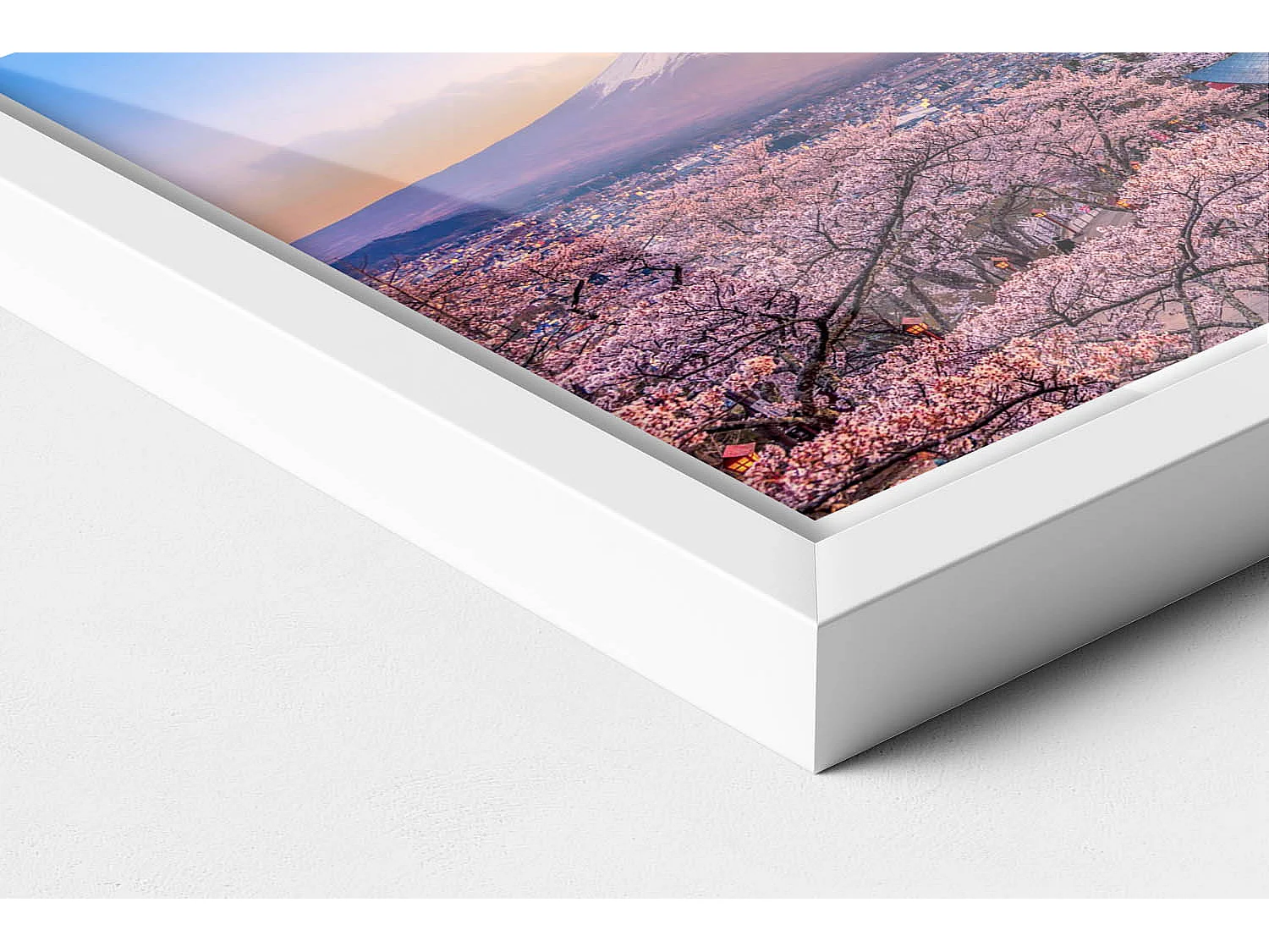 Tableau décoratif avec cadre blanc, construction japonaise 30 x 20 cm – Parfait pour le salon ou la chambre