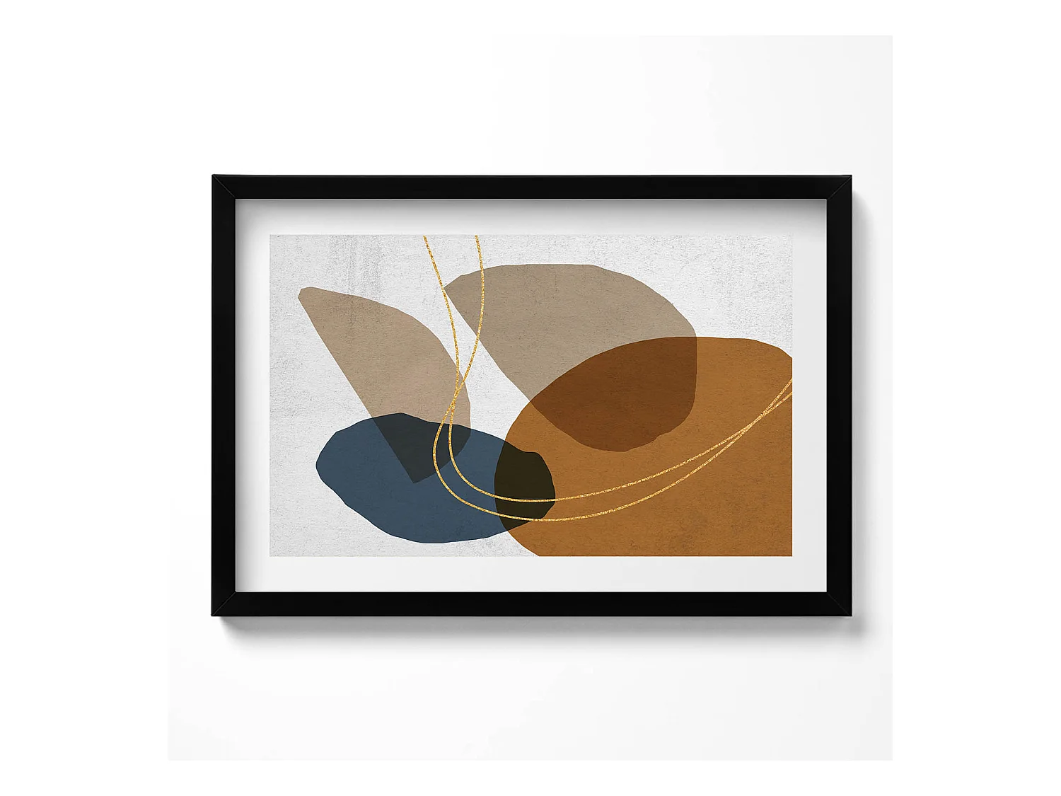 Tableau décoratif avec cadre noir, Composition bohème abstraite 60 x 40 cm– Parfait pour le salon ou la chambre