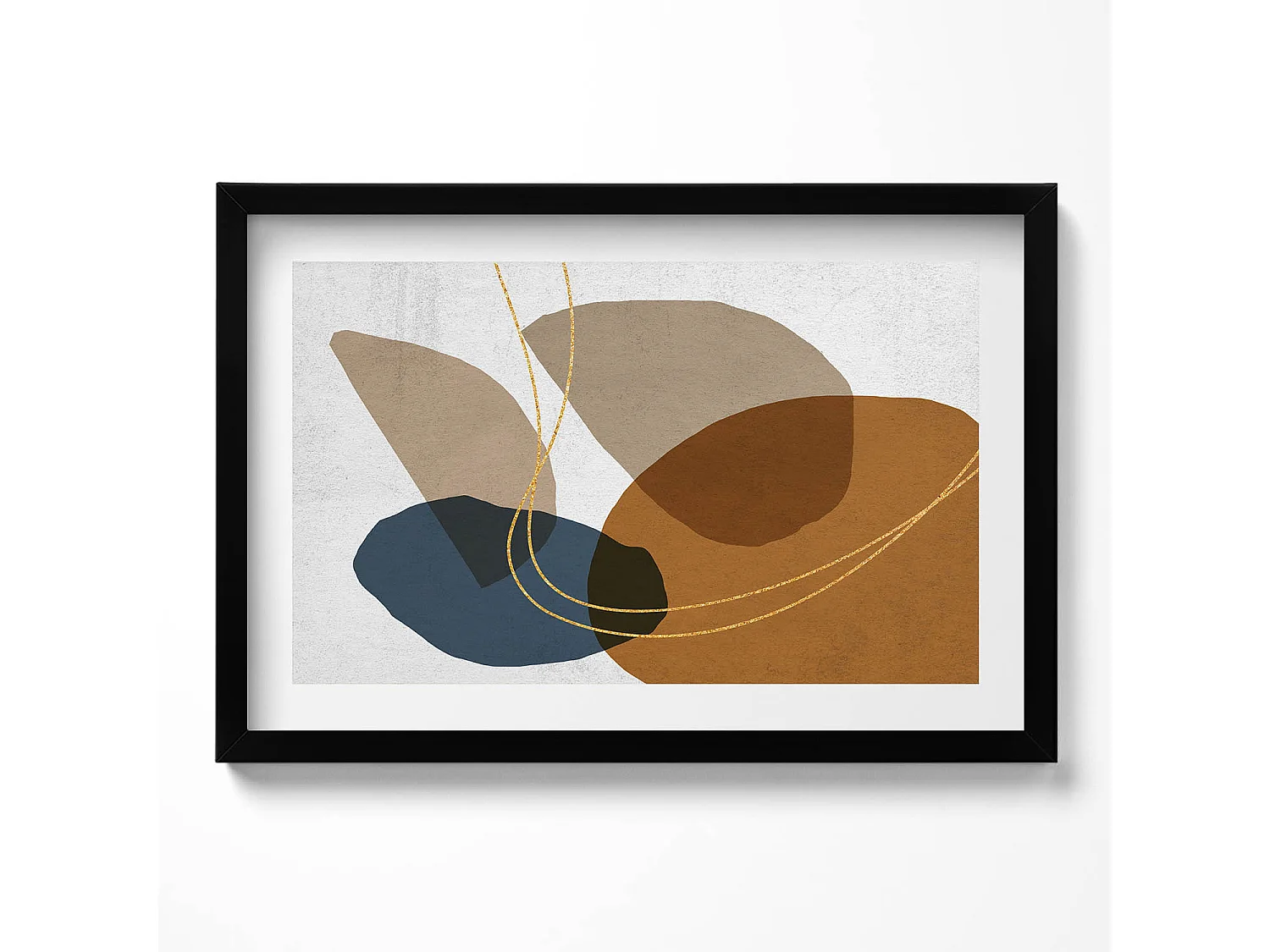 Tableau décoratif avec cadre noir, Composition bohème abstraite 60 x 40 cm– Parfait pour le salon ou la chambre